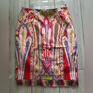 Etcetera Paisley Silk Straight Skirt Size 2 Y2K
